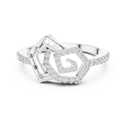 14K Yellow Gold Interlocking Pentagon Swirl Ring