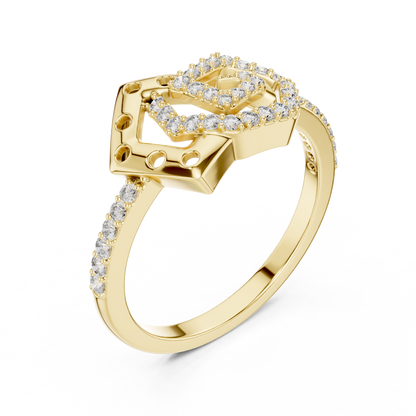 14K Yellow Gold Interlocking Pentagon Swirl Ring