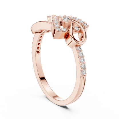 Lab Grown Diamond Bow Heart Ring 14K Rose Gold