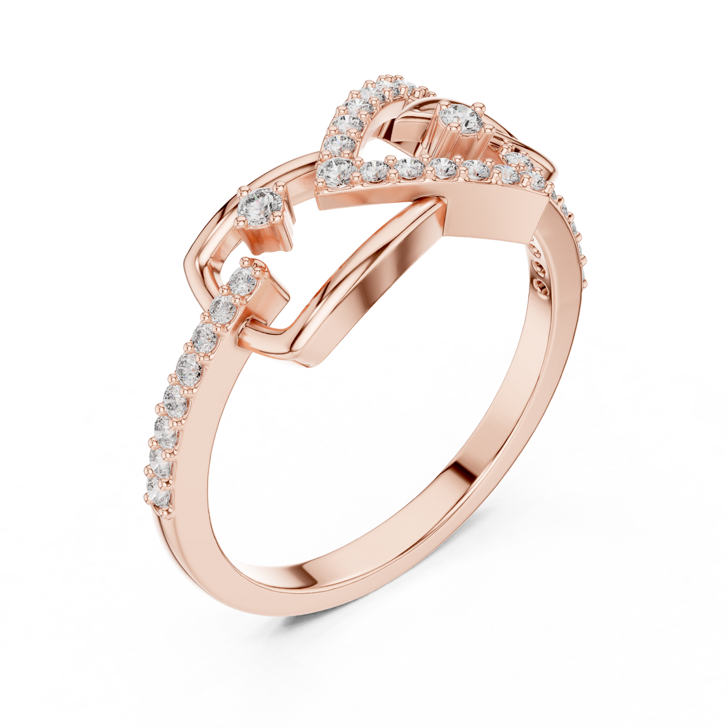 Lab Grown Diamond Bow Heart Ring 14K Rose Gold