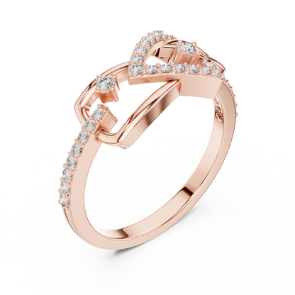 Lab Grown Diamond Bow Heart Ring 14K Rose Gold