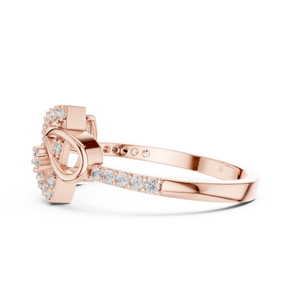 Lab Grown Diamond Bow Heart Ring 14K Rose Gold