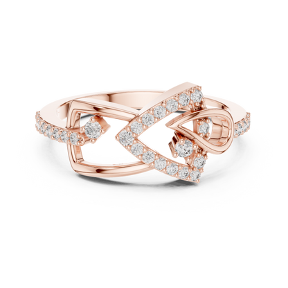 Lab Grown Diamond Bow Heart Ring 14K Rose Gold