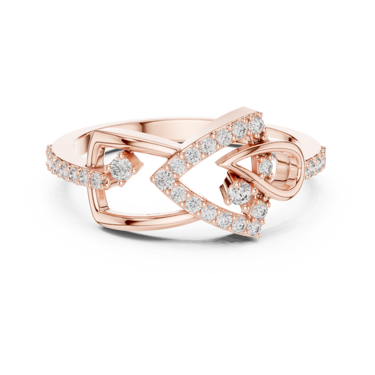 Lab Grown Diamond Bow Heart Ring 14K Rose Gold