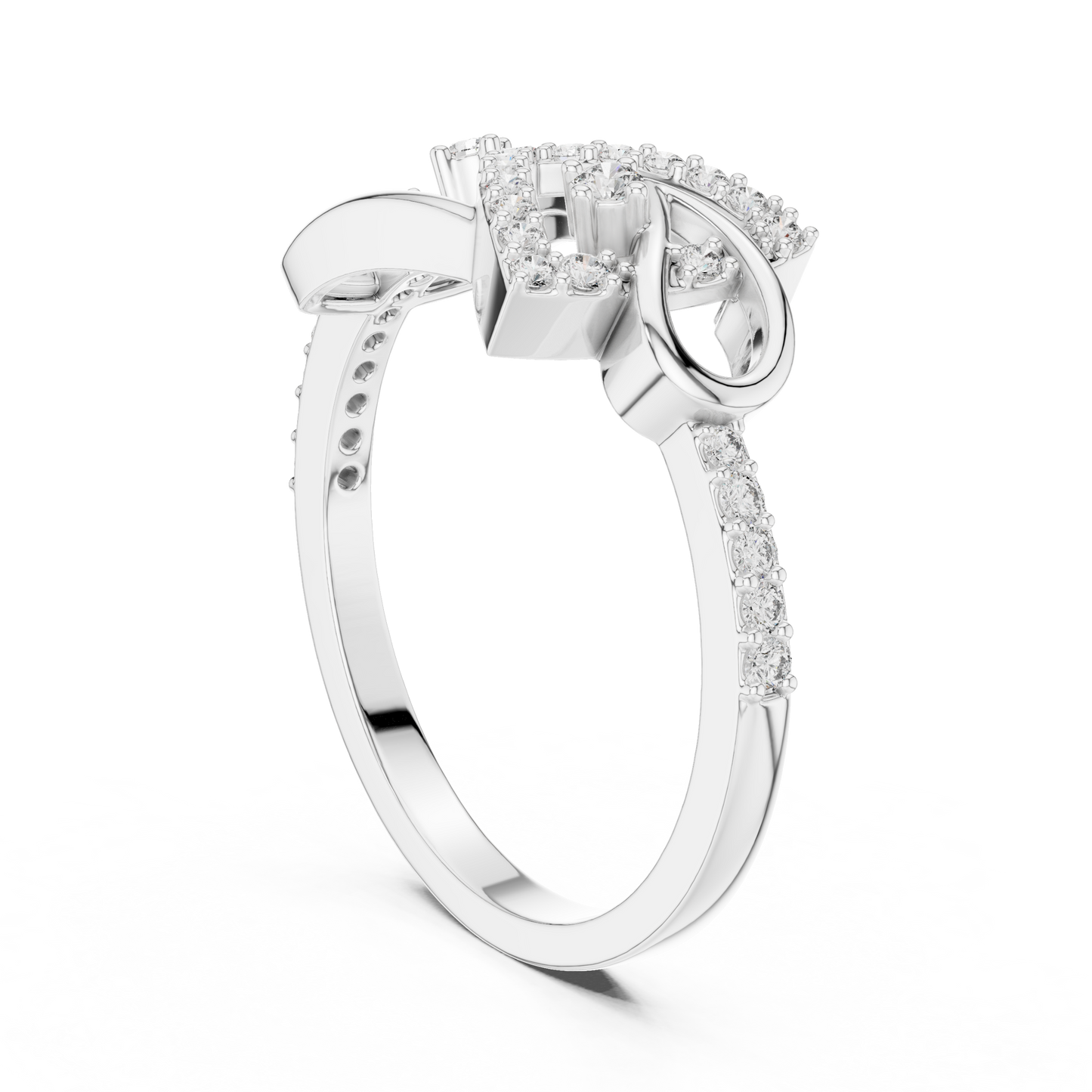 Lab Grown Diamond Bow Heart Ring 14K Rose Gold