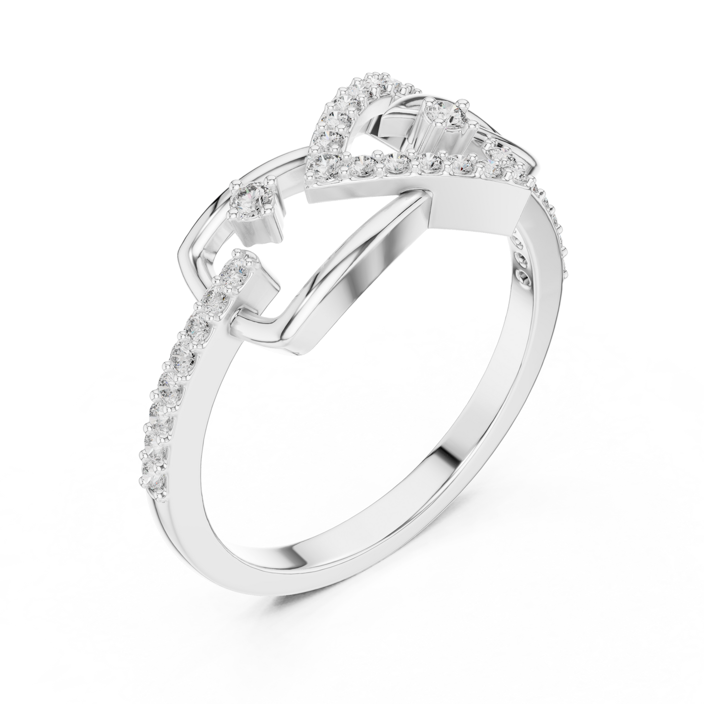 Lab Grown Diamond Bow Heart Ring 14K Rose Gold