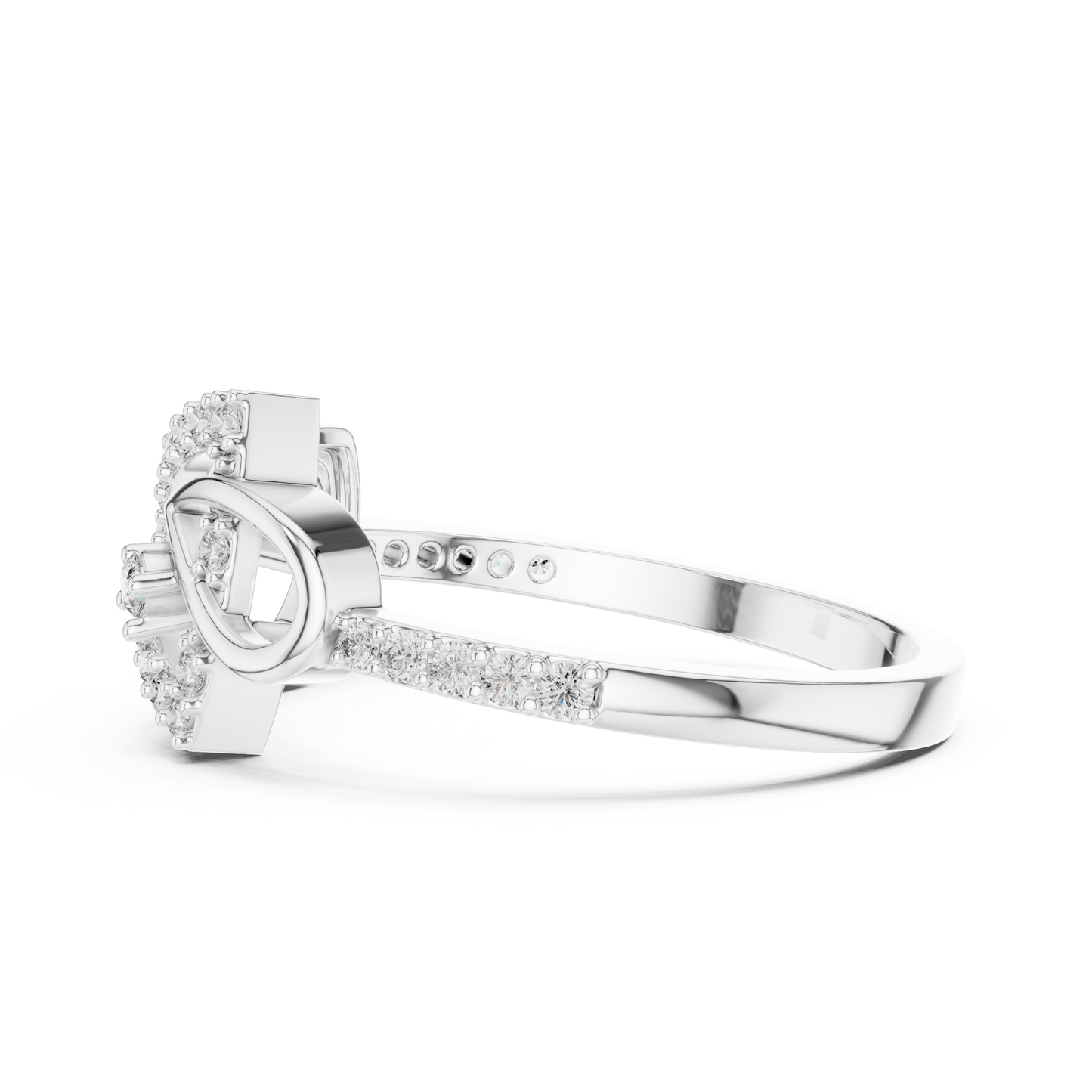 Lab Grown Diamond Bow Heart Ring 14K Rose Gold