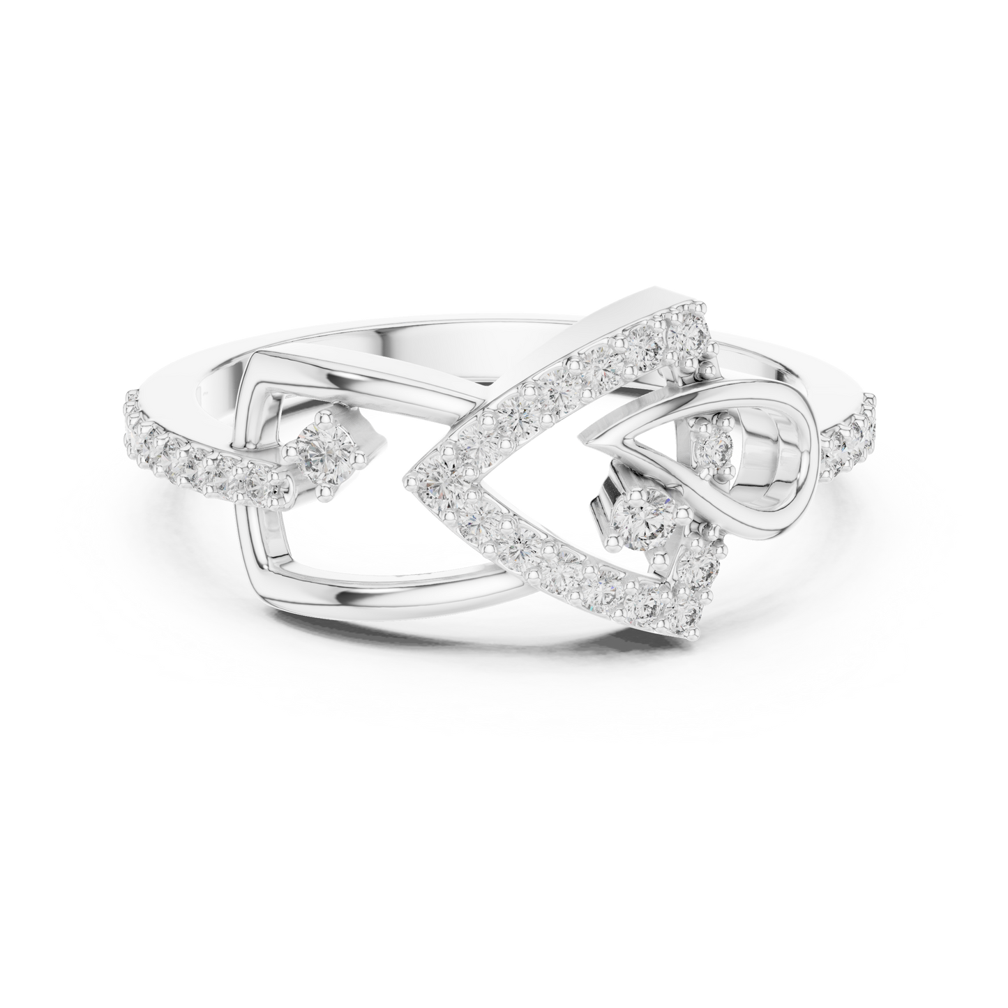 Lab Grown Diamond Bow Heart Ring 14K Rose Gold