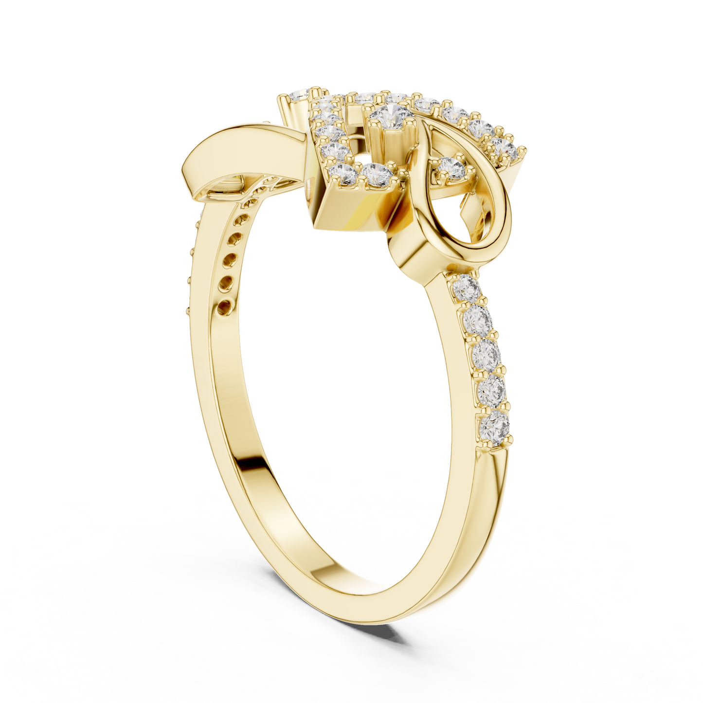 Lab Grown Diamond Bow Heart Ring 14K Rose Gold