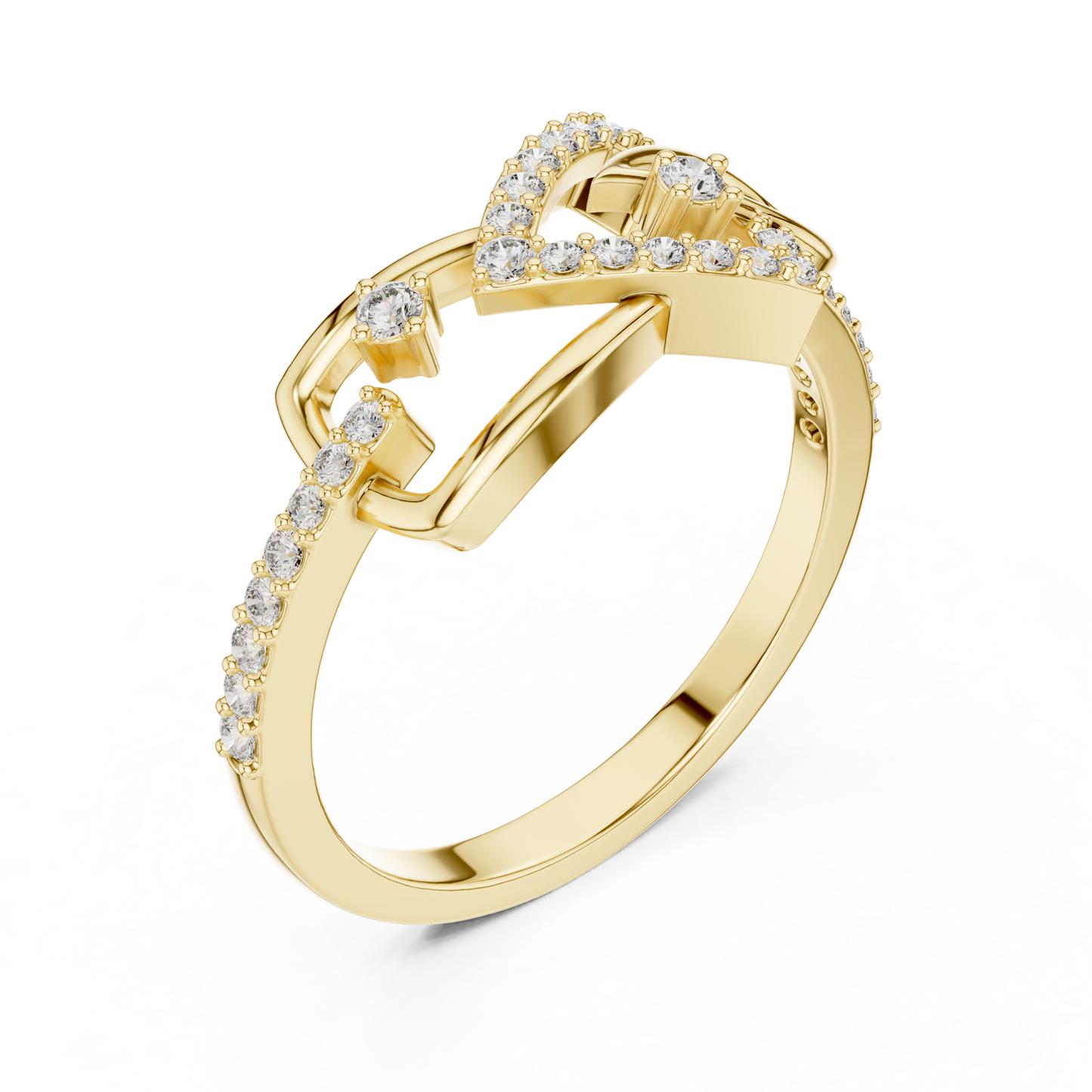 Lab Grown Diamond Bow Heart Ring 14K Rose Gold
