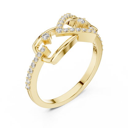 Lab Grown Diamond Bow Heart Ring 14K Rose Gold