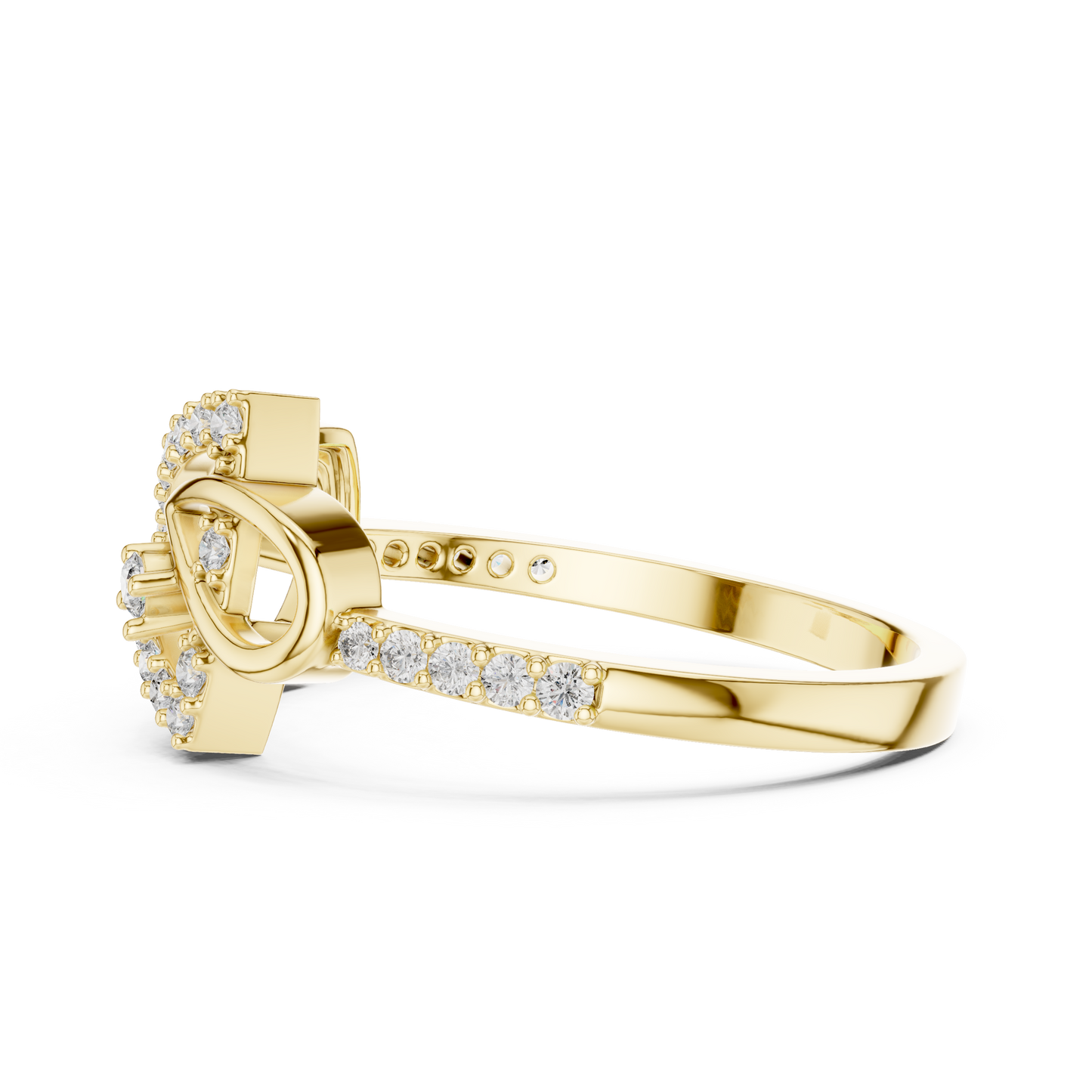 Lab Grown Diamond Bow Heart Ring 14K Rose Gold