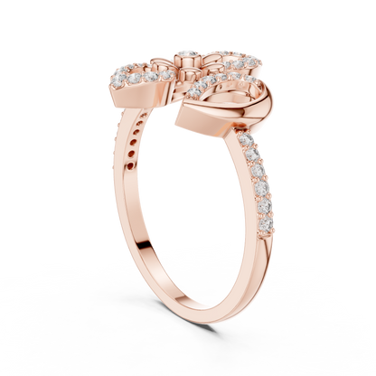 Vintage Floral Lab Grown Diamond Ring 14K Yellow Gold