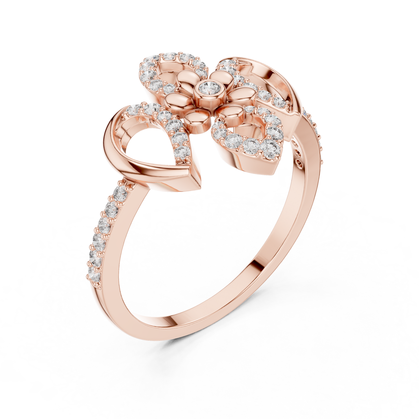 Vintage Floral Lab Grown Diamond Ring 14K Yellow Gold