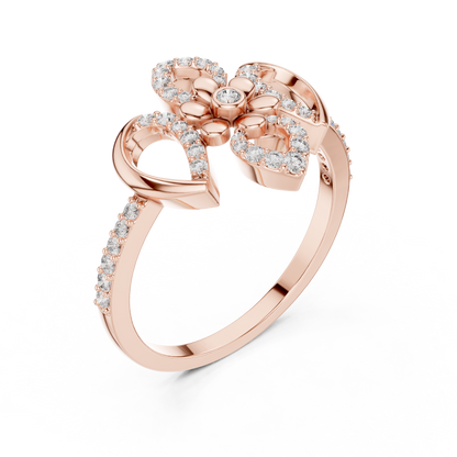 Vintage Floral Lab Grown Diamond Ring 14K Yellow Gold