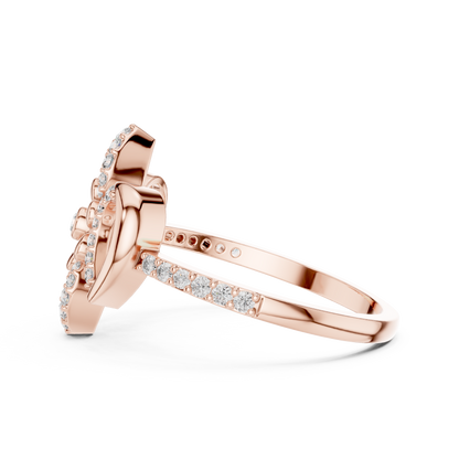 Vintage Floral Lab Grown Diamond Ring 14K Yellow Gold
