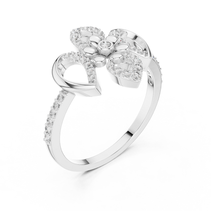 Vintage Floral Lab Grown Diamond Ring 14K Yellow Gold