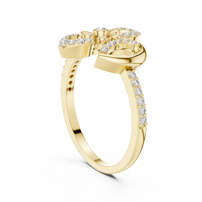 Vintage Floral Lab Grown Diamond Ring 14K Yellow Gold