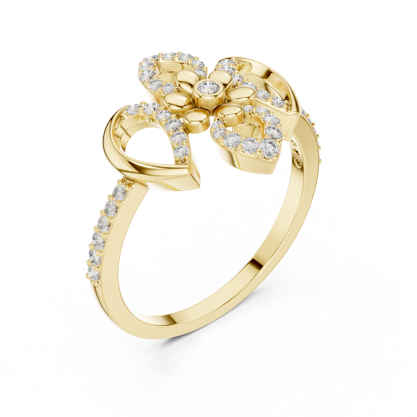 Vintage Floral Lab Grown Diamond Ring 14K Yellow Gold