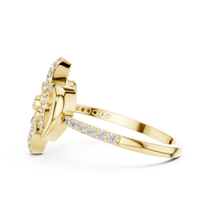 Vintage Floral Lab Grown Diamond Ring 14K Yellow Gold