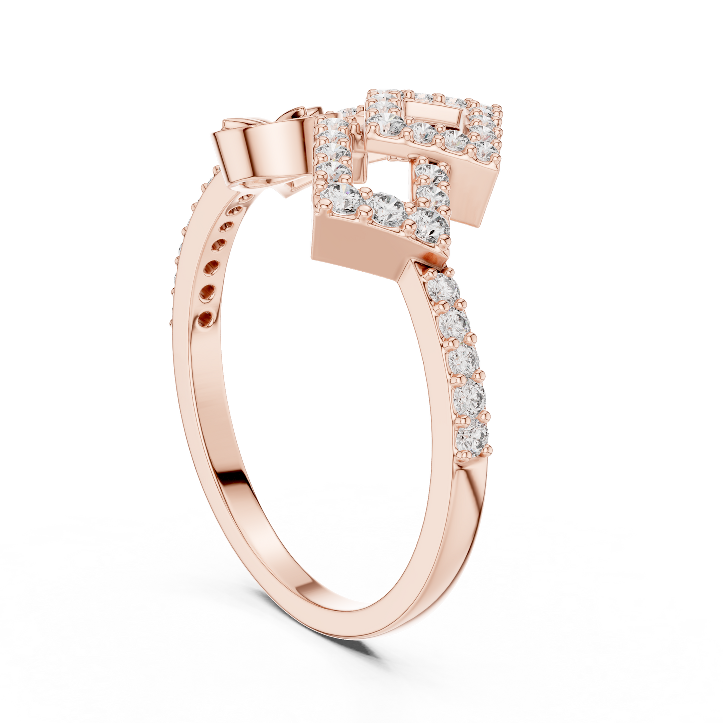 Lab Grown Diamond Geometric Bypass Ring 14K White Gold