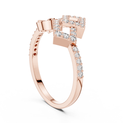 Lab Grown Diamond Geometric Bypass Ring 14K White Gold