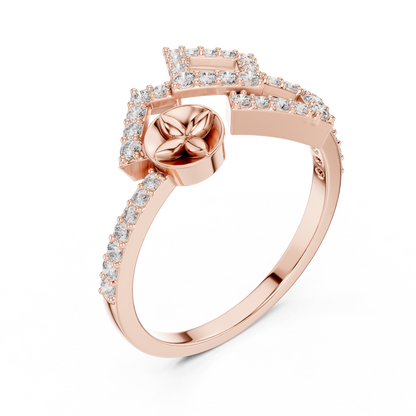 Lab Grown Diamond Geometric Bypass Ring 14K White Gold