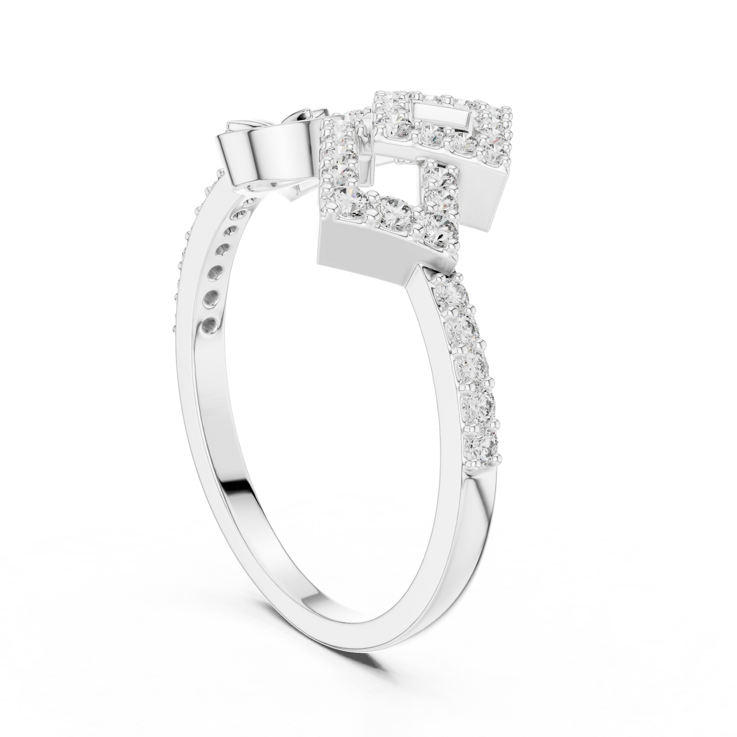 Lab Grown Diamond Geometric Bypass Ring 14K White Gold