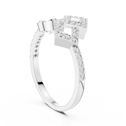 Lab Grown Diamond Geometric Bypass Ring 14K White Gold
