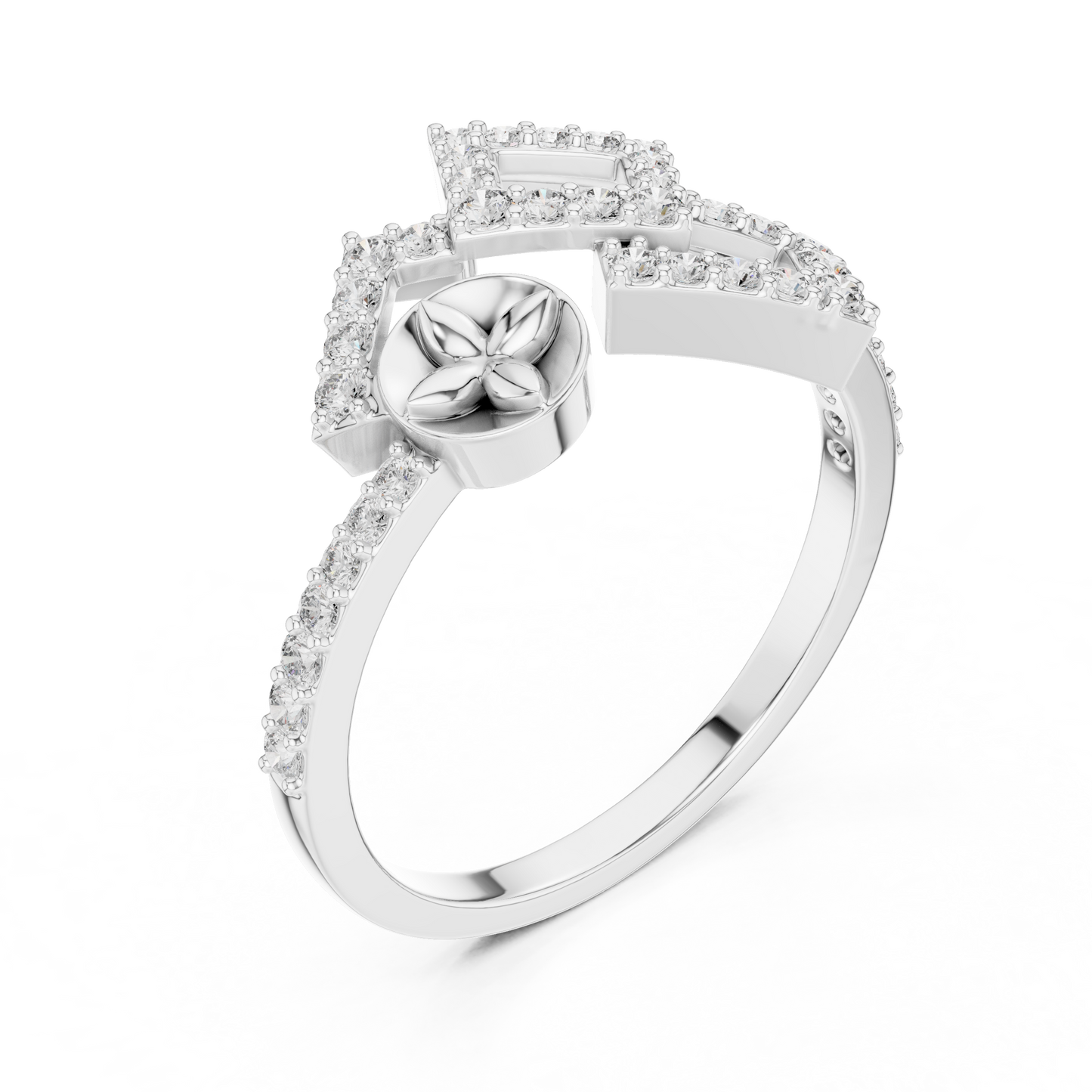 Lab Grown Diamond Geometric Bypass Ring 14K White Gold