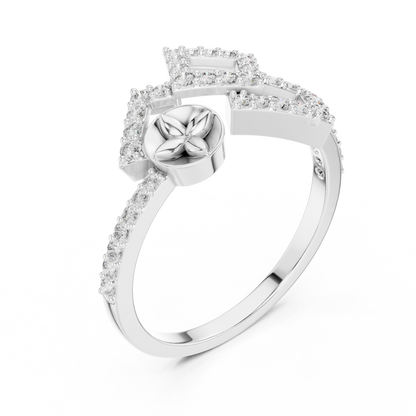 Lab Grown Diamond Geometric Bypass Ring 14K White Gold