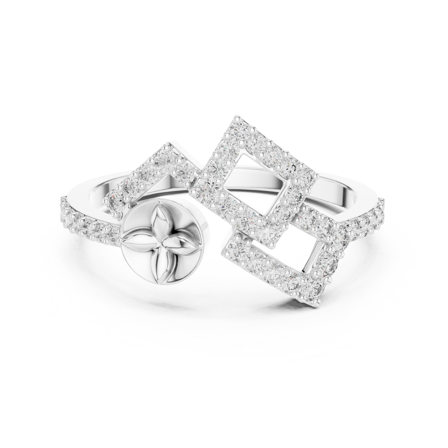 Lab Grown Diamond Geometric Bypass Ring 14K White Gold