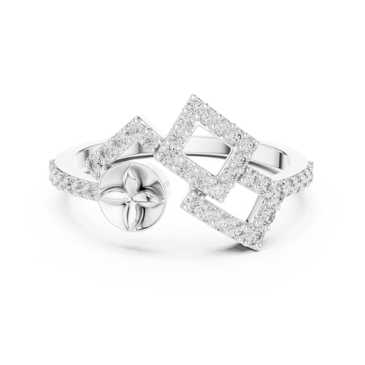 Lab Grown Diamond Geometric Bypass Ring 14K White Gold