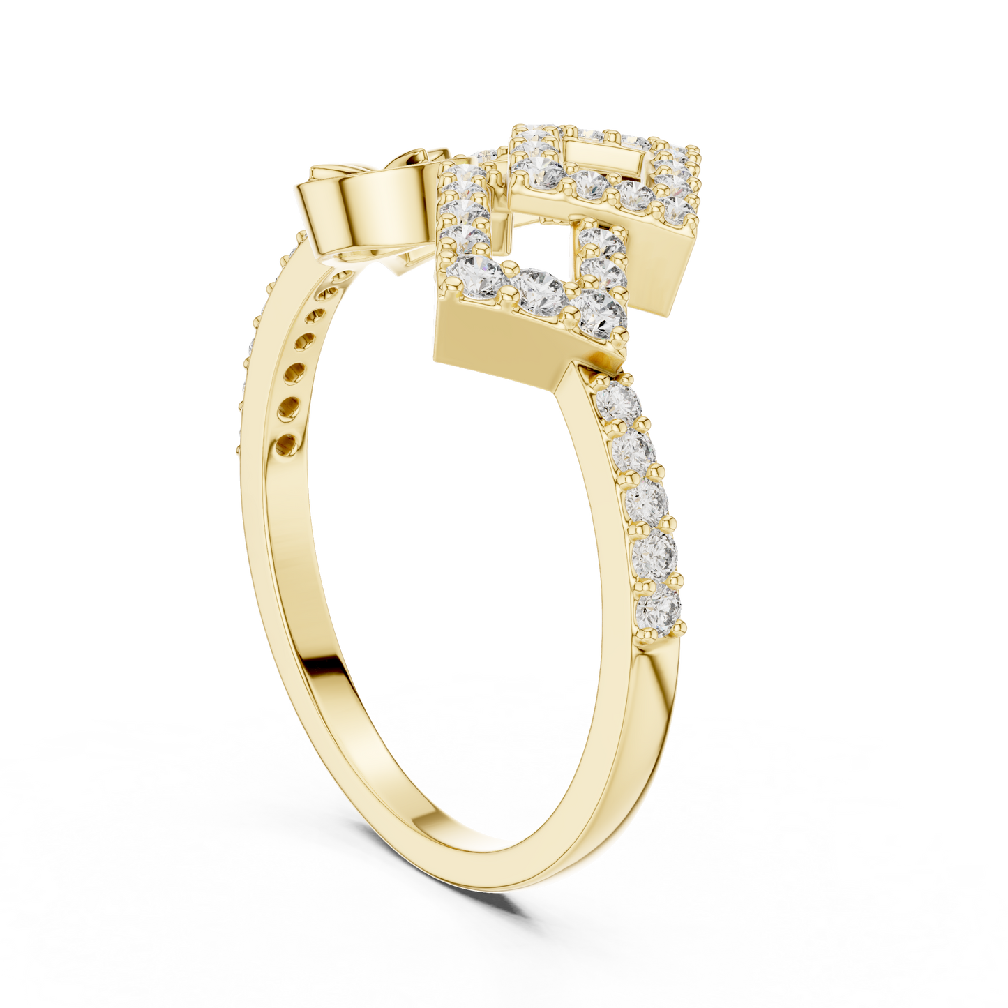 Lab Grown Diamond Geometric Bypass Ring 14K White Gold