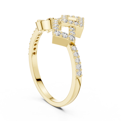 Lab Grown Diamond Geometric Bypass Ring 14K White Gold