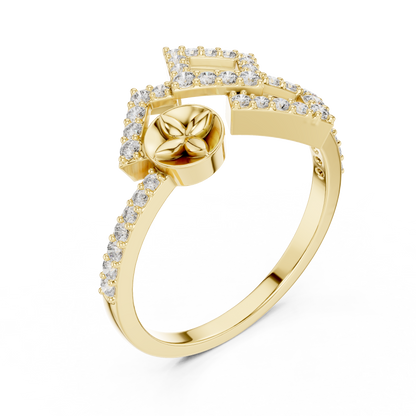 Lab Grown Diamond Geometric Bypass Ring 14K White Gold
