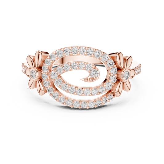 Dainty Lab Grown Diamond Swirl Flower Ring 14K Rose Gold