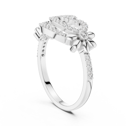 Dainty Lab Grown Diamond Swirl Flower Ring 14K Rose Gold