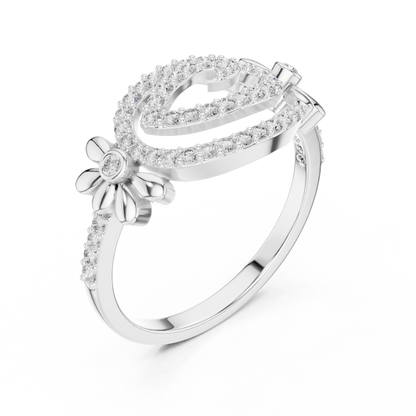 Dainty Lab Grown Diamond Swirl Flower Ring 14K Rose Gold