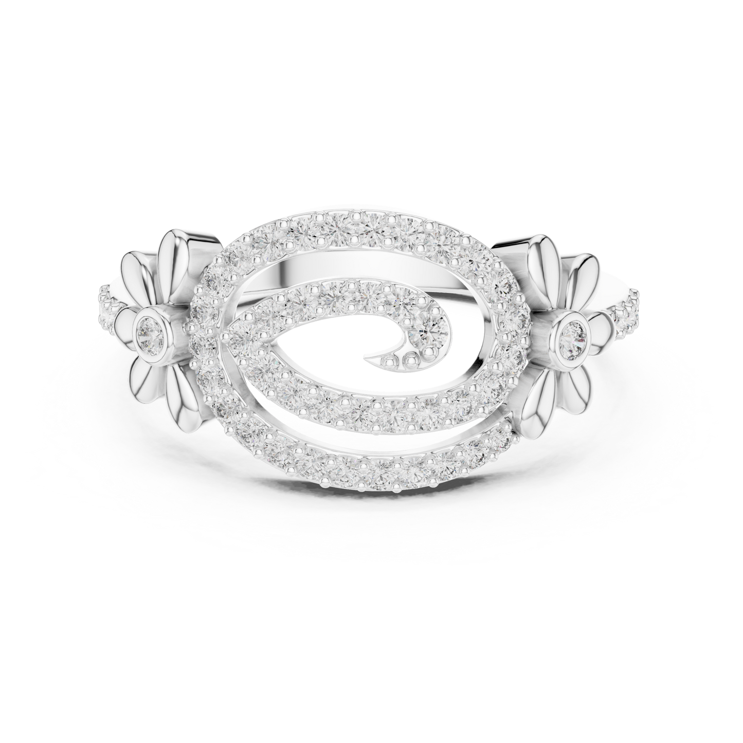 Dainty Lab Grown Diamond Swirl Flower Ring 14K Rose Gold