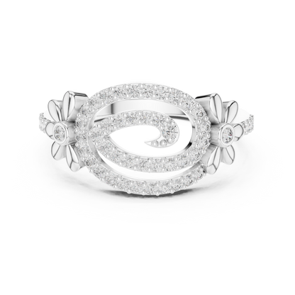 Dainty Lab Grown Diamond Swirl Flower Ring 14K Rose Gold