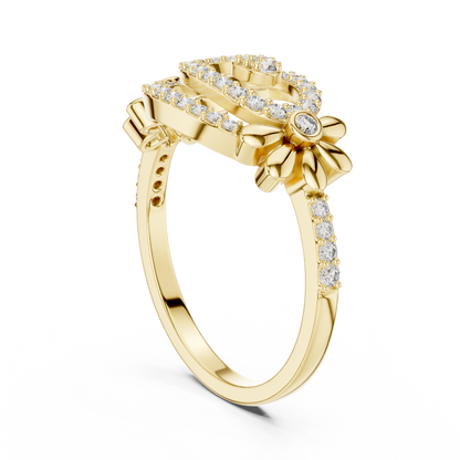 Dainty Lab Grown Diamond Swirl Flower Ring 14K Rose Gold