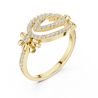 Dainty Lab Grown Diamond Swirl Flower Ring 14K Rose Gold