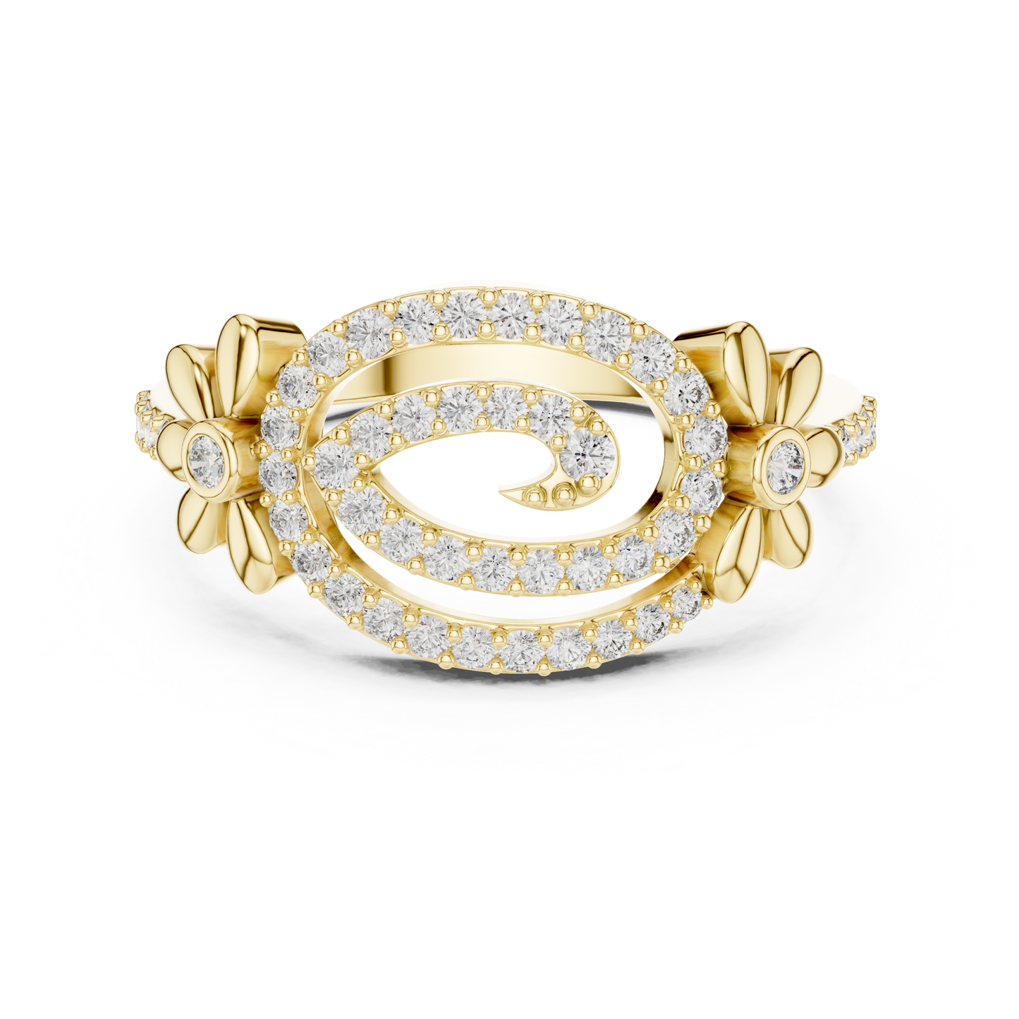 Dainty Lab Grown Diamond Swirl Flower Ring 14K Rose Gold