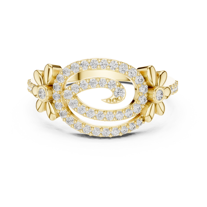 Dainty Lab Grown Diamond Swirl Flower Ring 14K Rose Gold