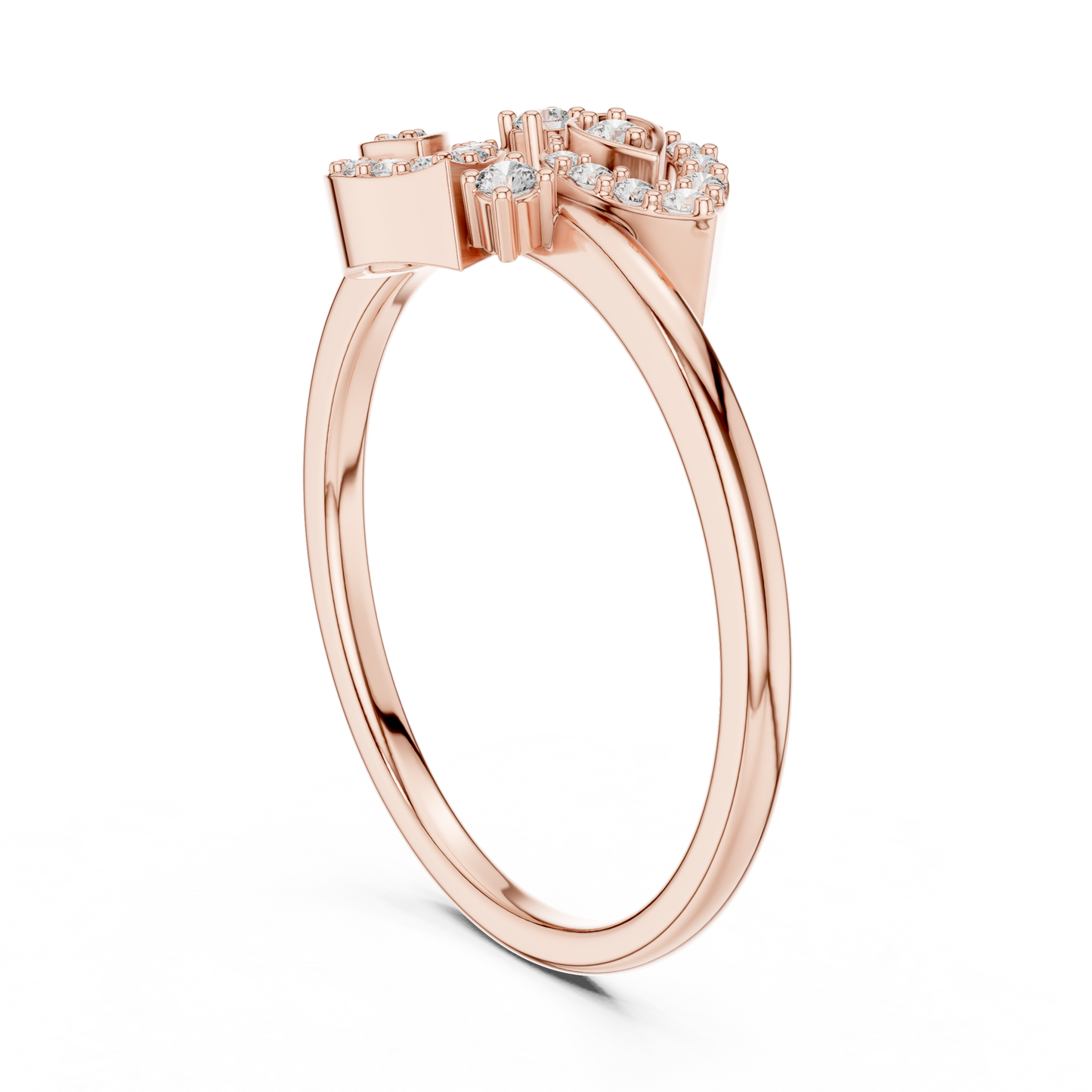 Round Cut Lab Created Diamond Leaf Cluster Ring