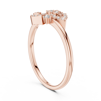 Round Cut Lab Created Diamond Leaf Cluster Ring