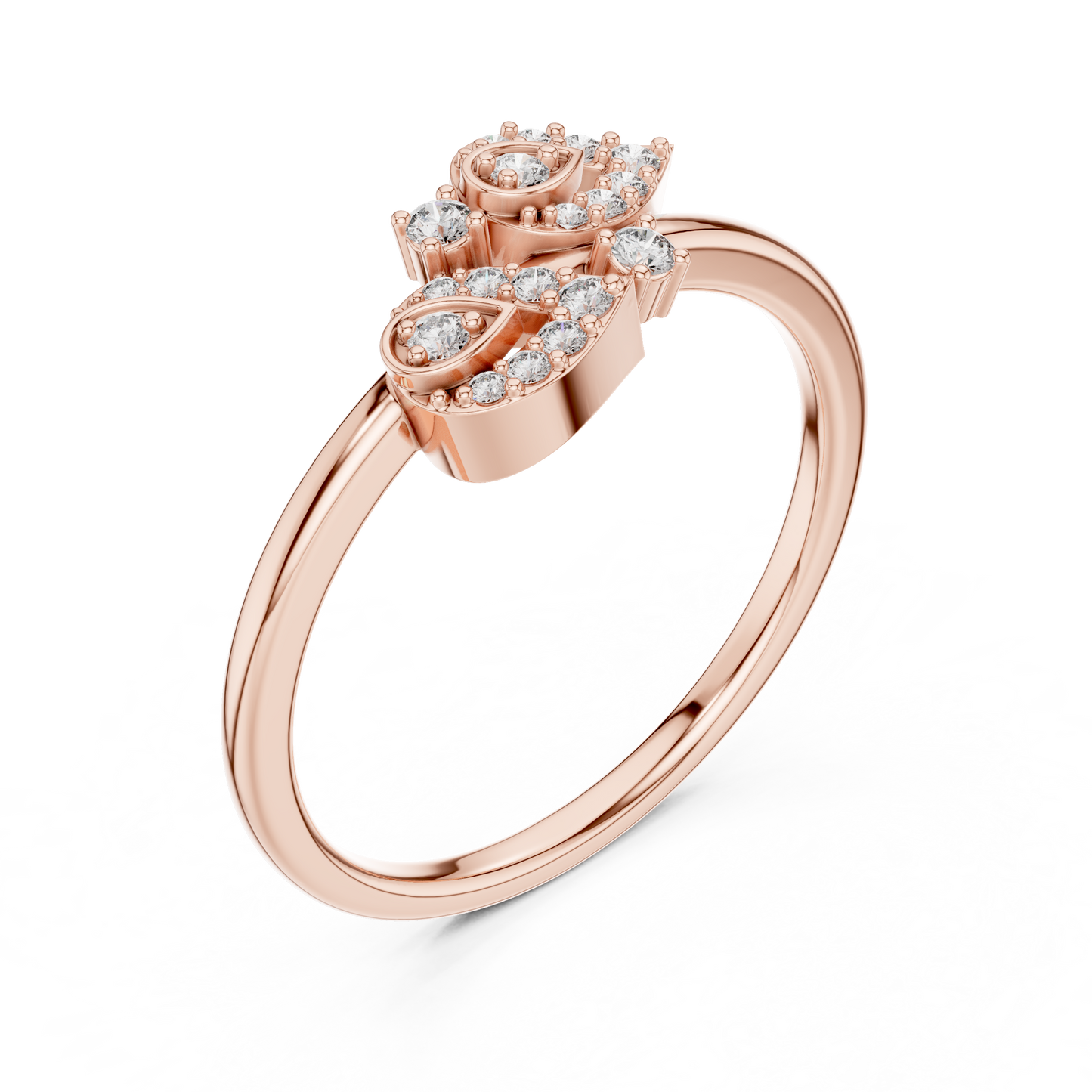 Round Cut Lab Created Diamond Leaf Cluster Ring