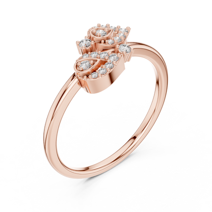 Round Cut Lab Created Diamond Leaf Cluster Ring