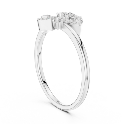 Round Cut Lab Created Diamond Leaf Cluster Ring